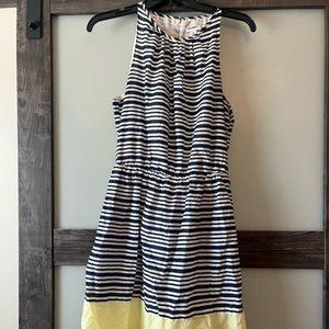 Old Navy Navy Blue, White & Yellow Stripe Dress